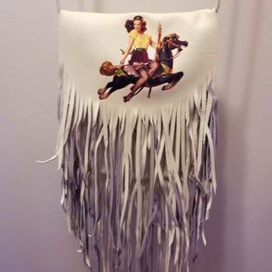 Vintage Pinup Girl Soft Leather West Fringed Purse